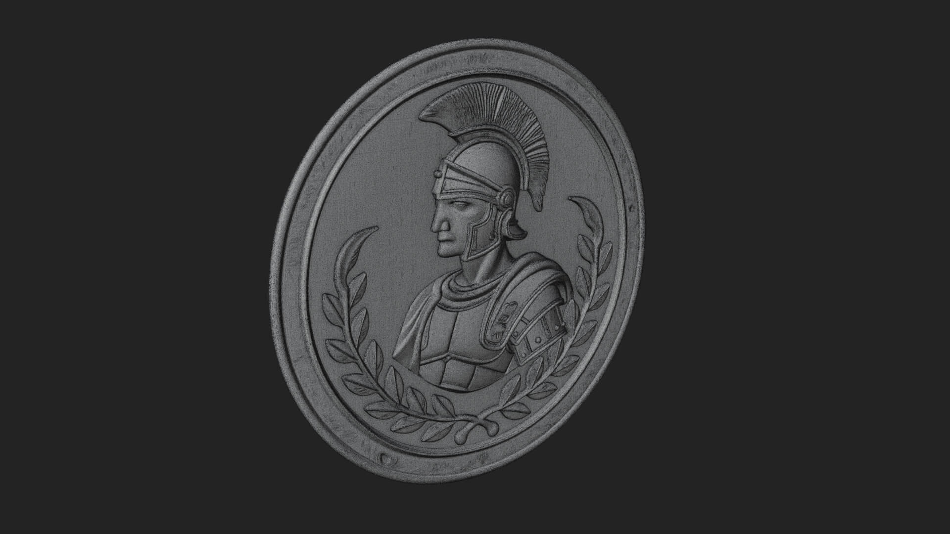 Roman Soldier Oval Relief Plaque Design 4 3D Print Model 3D Model
