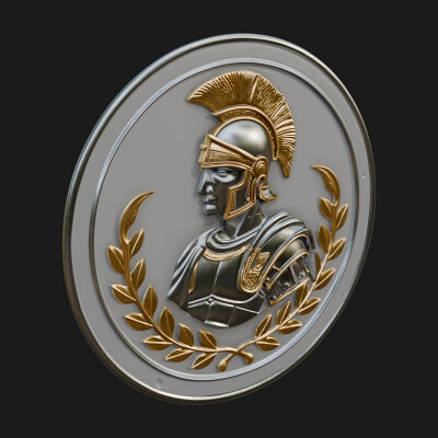 Roman Soldier Oval Relief Plaque Design 4 3D Print Model
