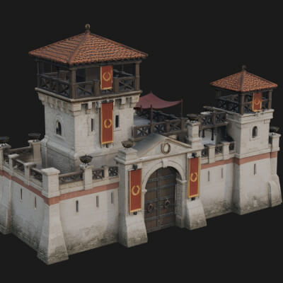 Rome Stone Gatehouse Design 1 3D Print Model