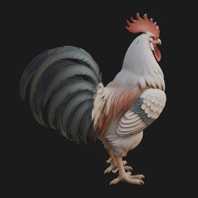 Rooster Bird Statue Design 4 3d Print Model