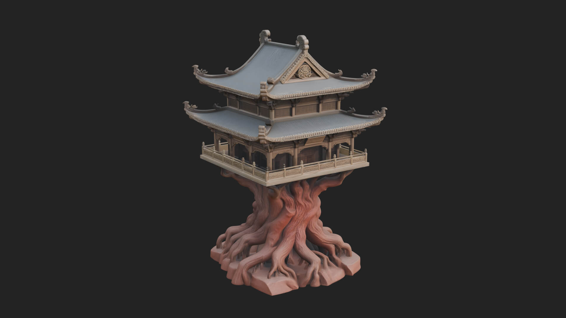 Root Base Pagoda Tower Design 1 3D Print Model 3D Model
