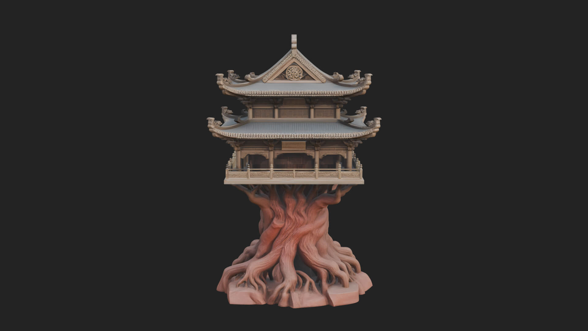 Root Base Pagoda Tower Design 1 3D Print Model 3D Model