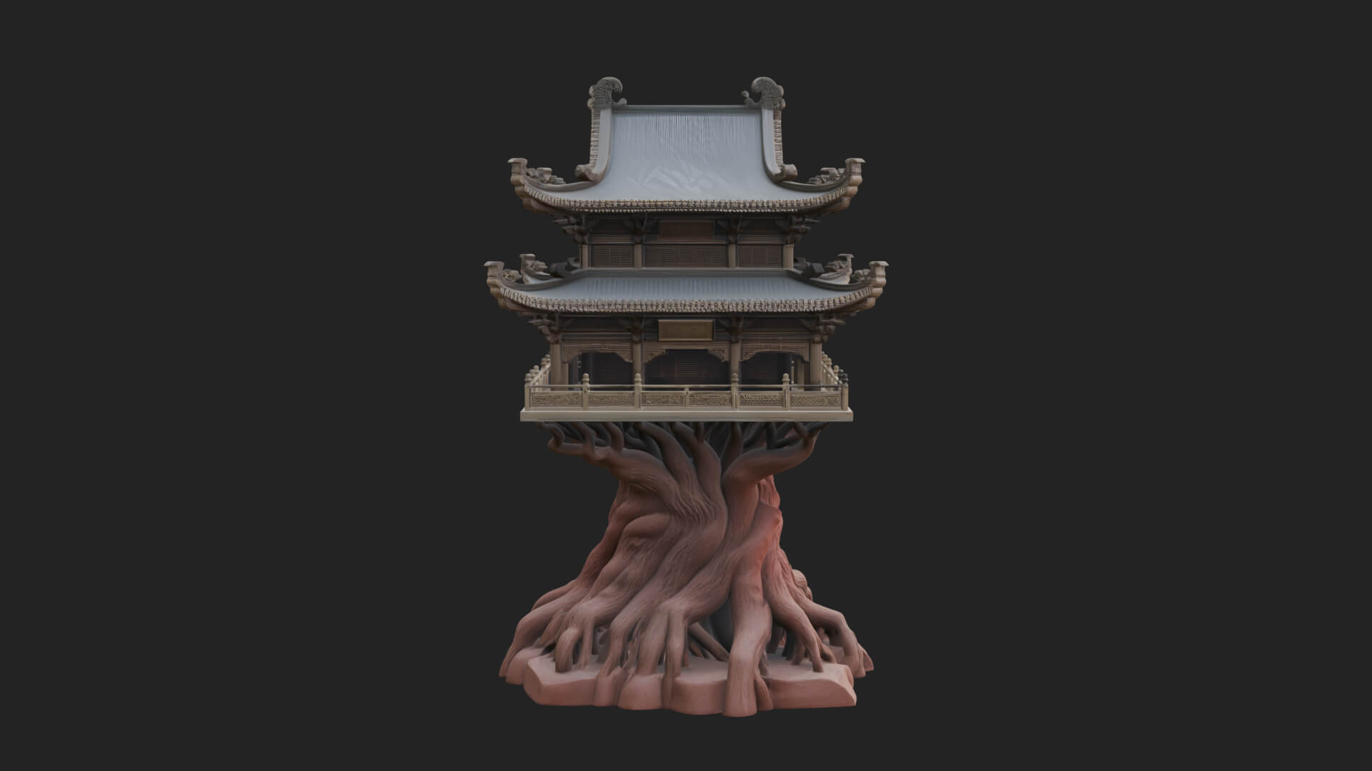 Root Base Pagoda Tower Design 1 3D Print Model 3D Model