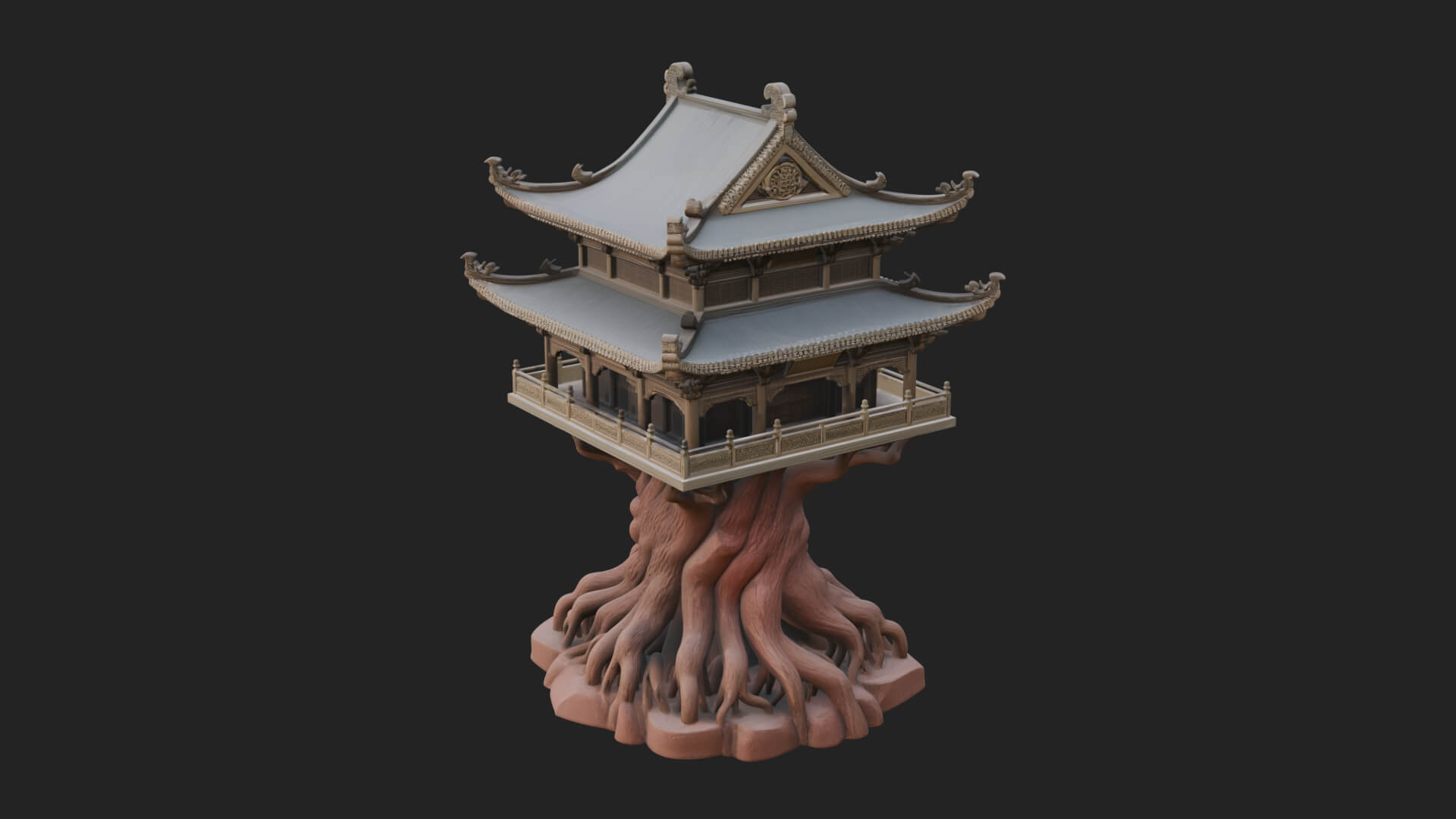 Root Base Pagoda Tower Design 1 3D Print Model 3D Model