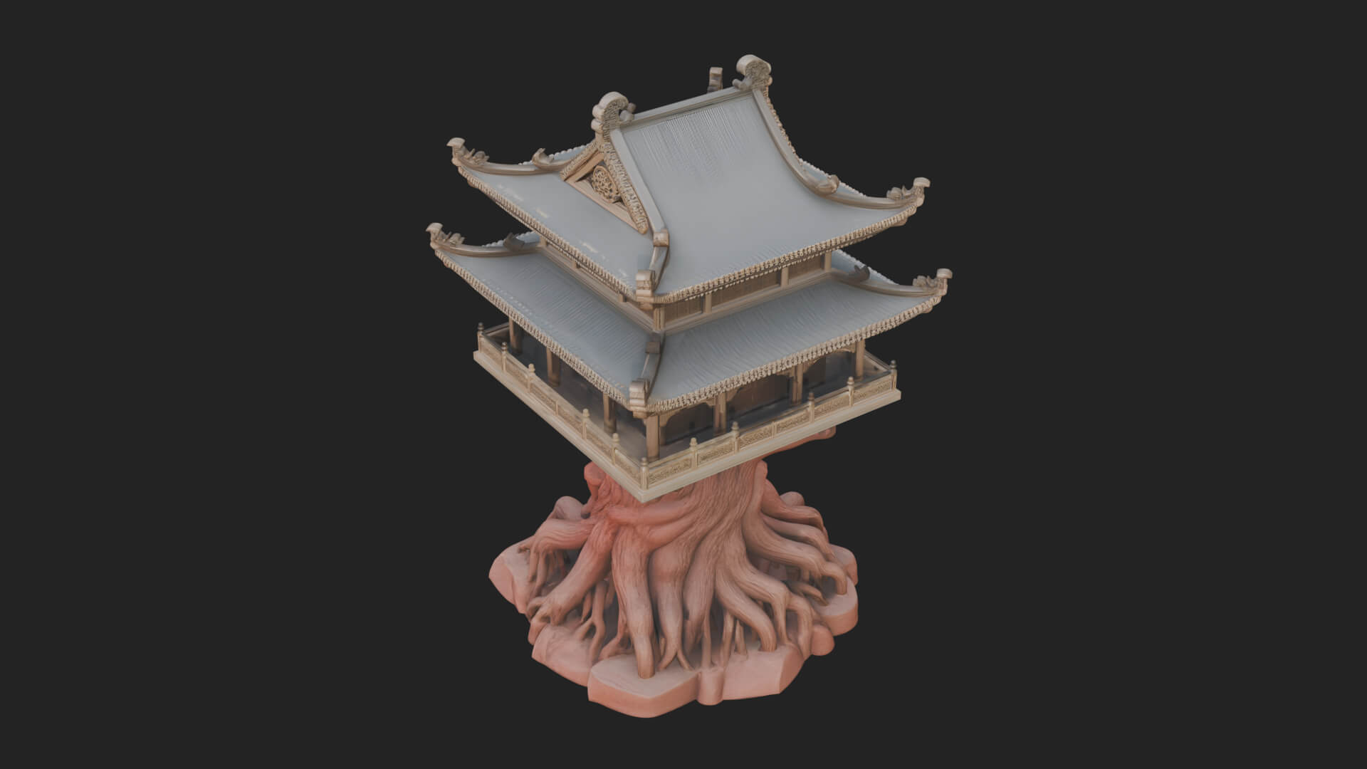 Root Base Pagoda Tower Design 1 3D Print Model 3D Model