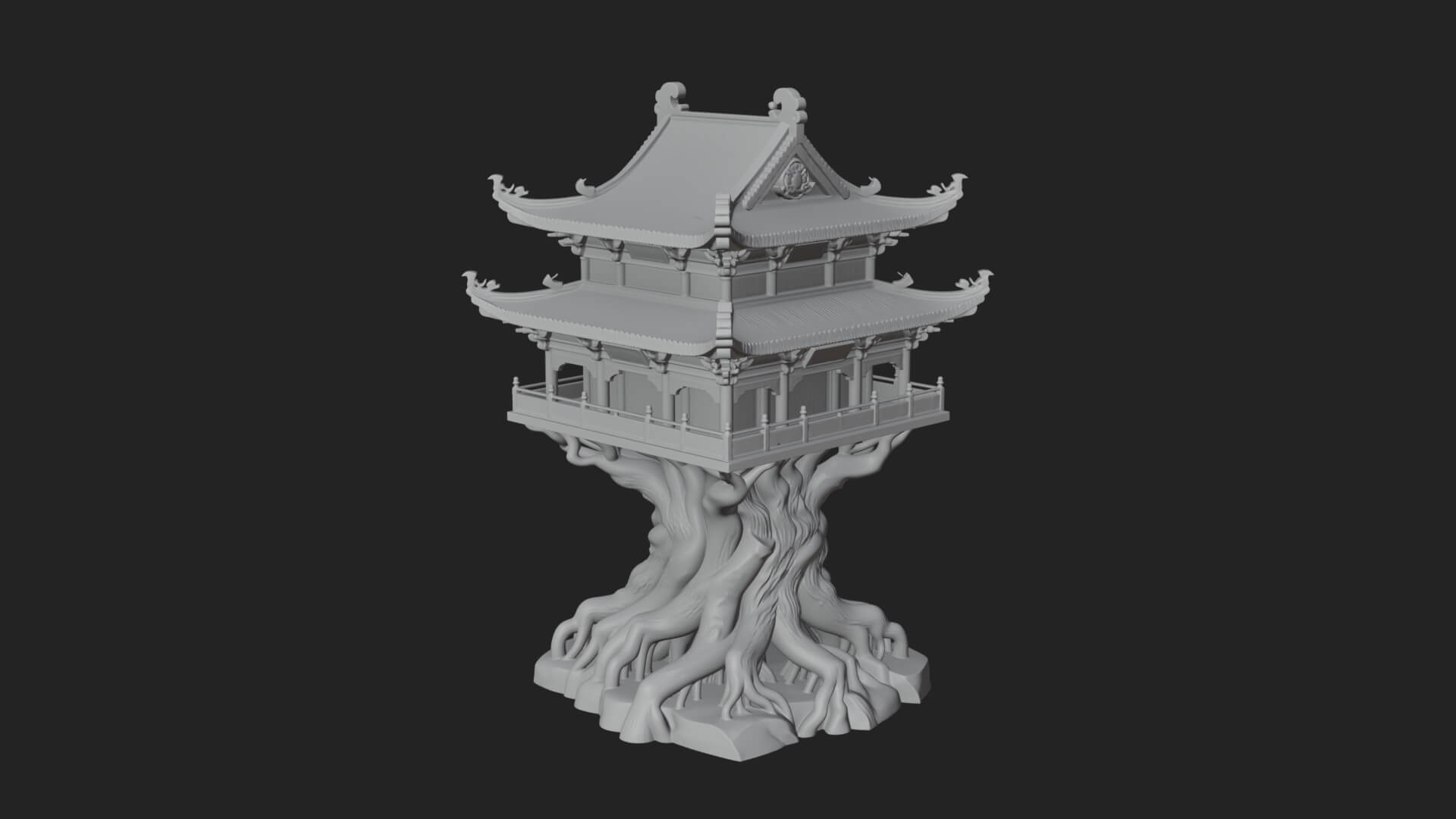 Root Base Pagoda Tower Design 1 3D Print Model 3D Model