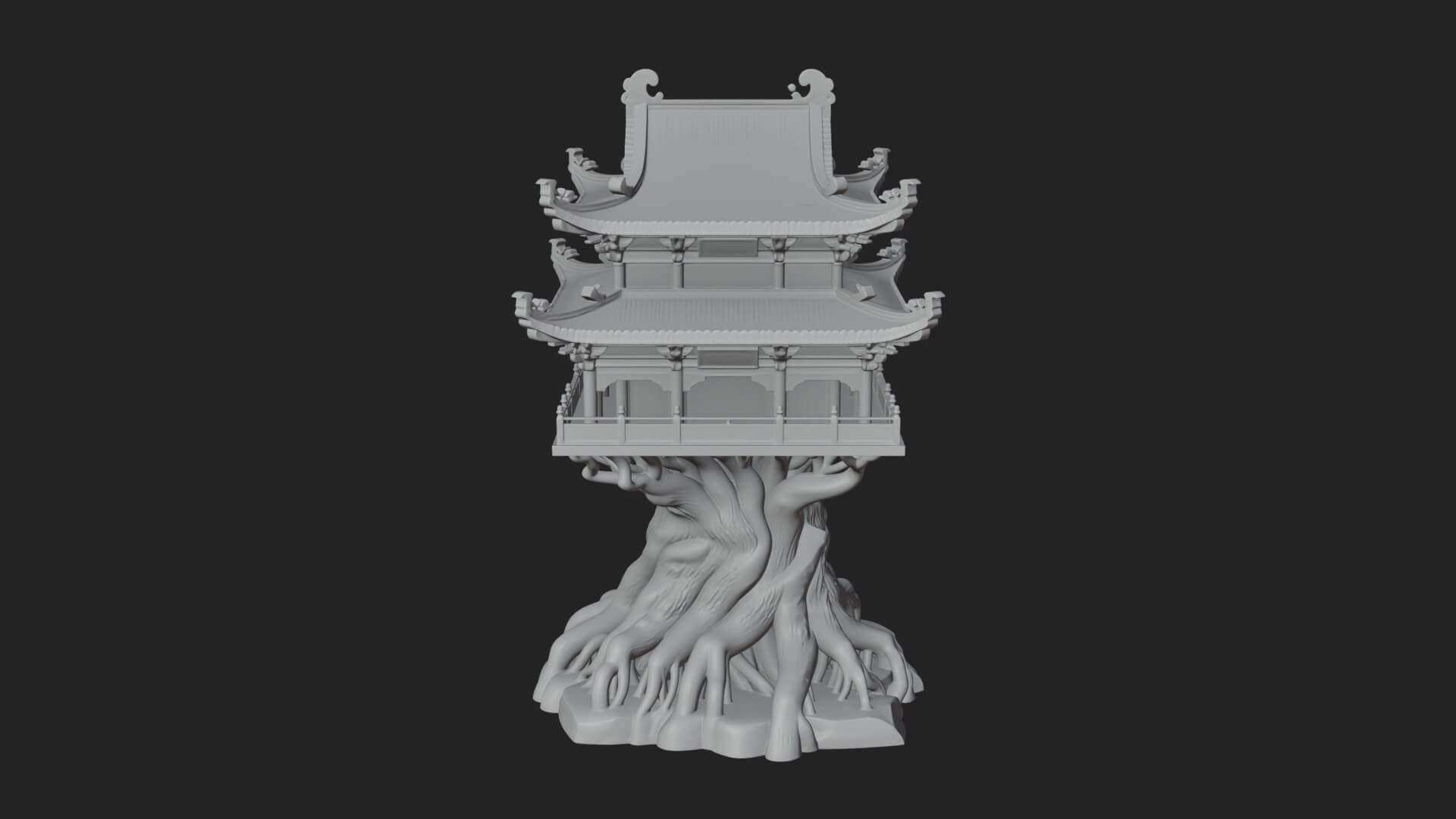 Root Base Pagoda Tower Design 1 3D Print Model 3D Model