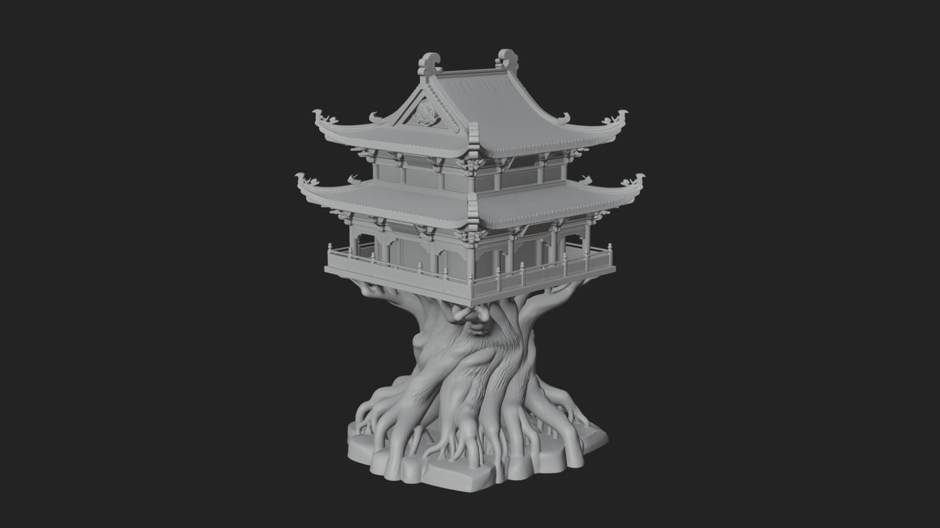 Root Base Pagoda Tower Design 1 3D Print Model 3D Model