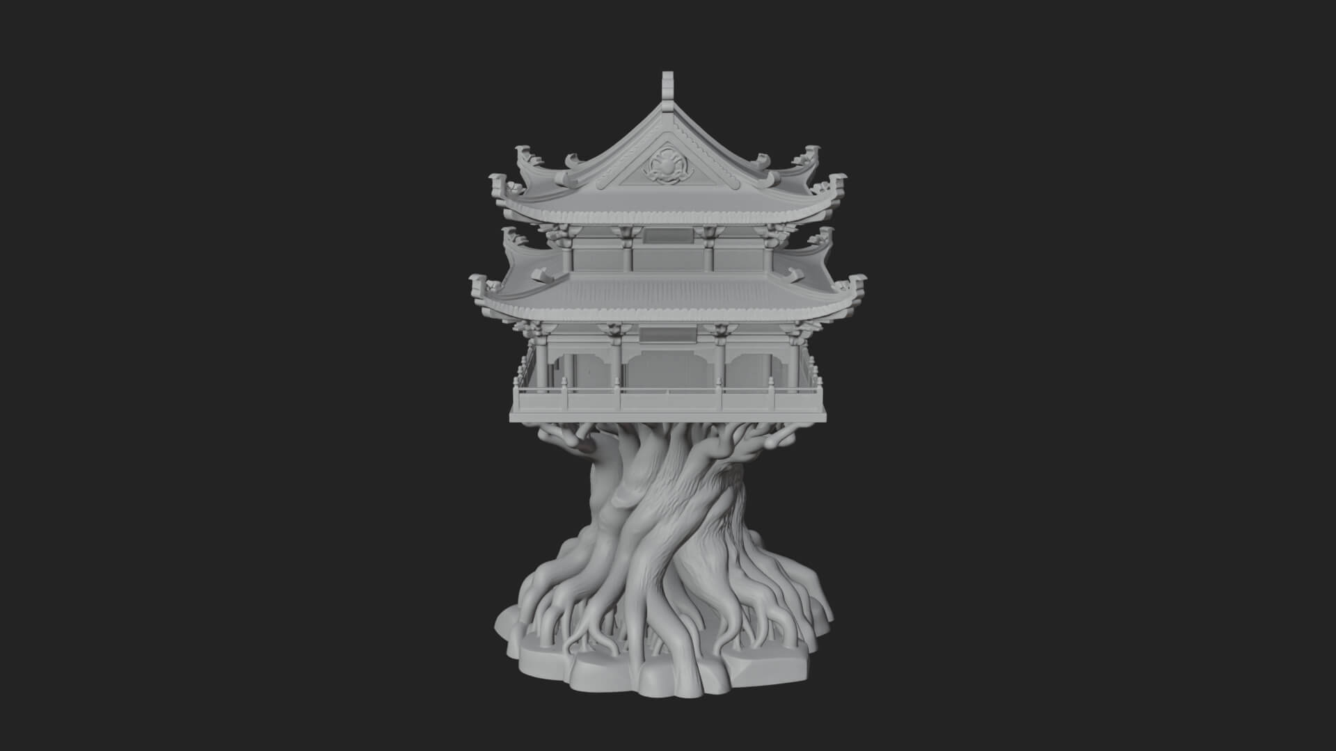 Root Base Pagoda Tower Design 1 3D Print Model 3D Model