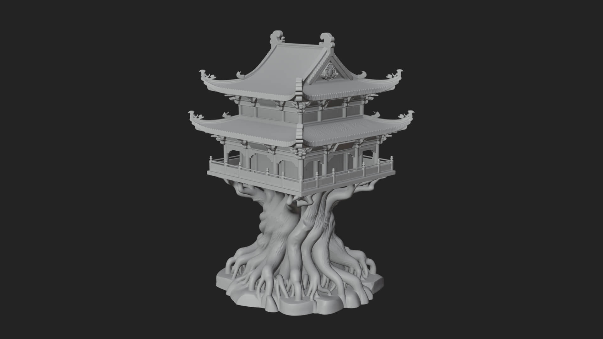 Root Base Pagoda Tower Design 1 3D Print Model 3D Model