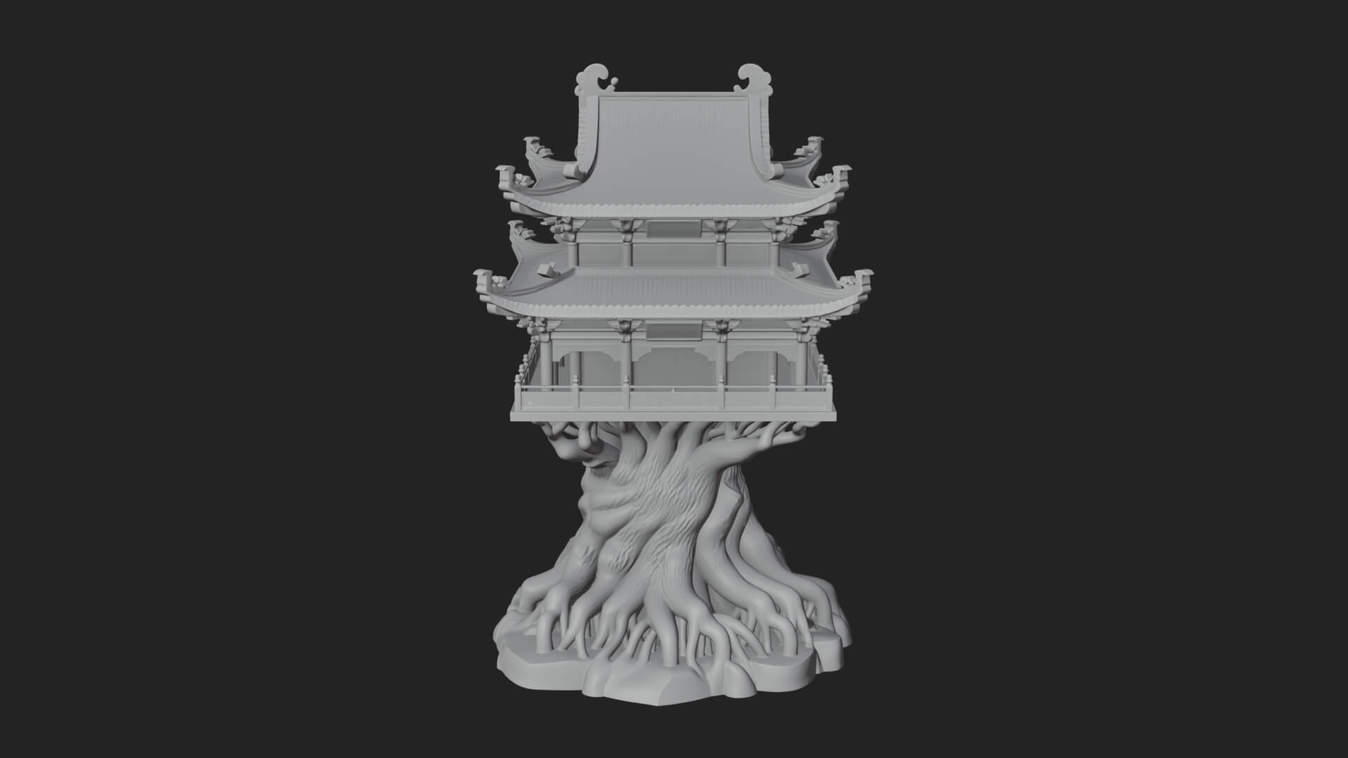 Root Base Pagoda Tower Design 1 3D Print Model 3D Model