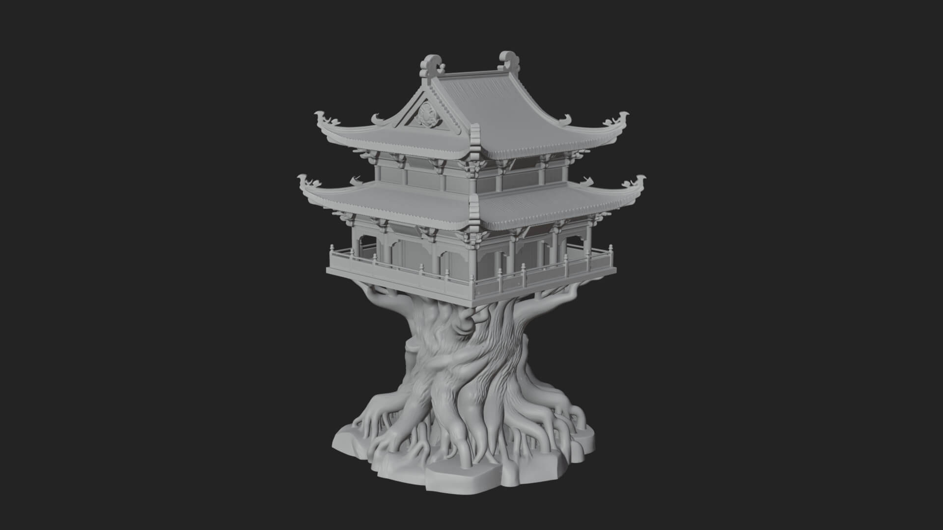 Root Base Pagoda Tower Design 1 3D Print Model 3D Model