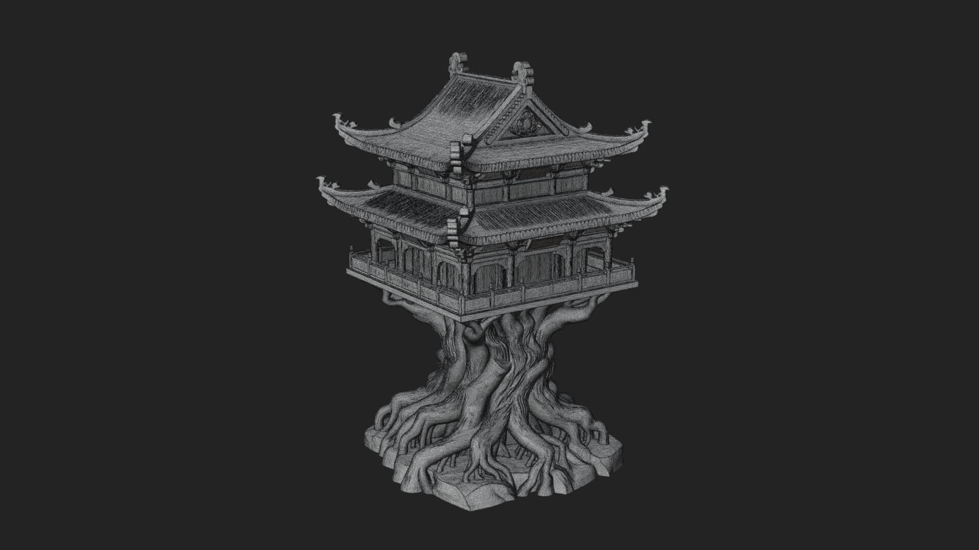 Root Base Pagoda Tower Design 1 3D Print Model 3D Model