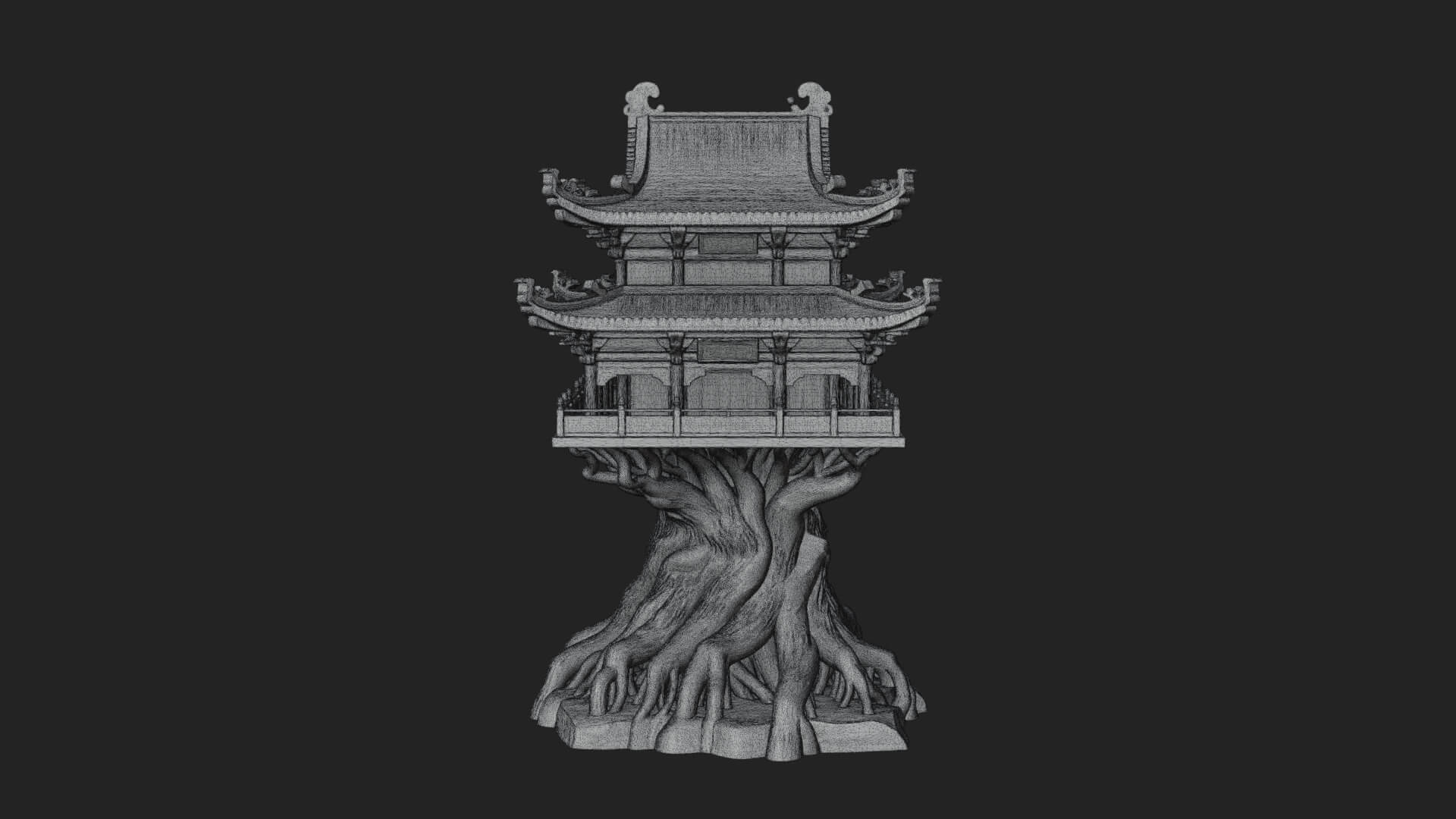 Root Base Pagoda Tower Design 1 3D Print Model 3D Model