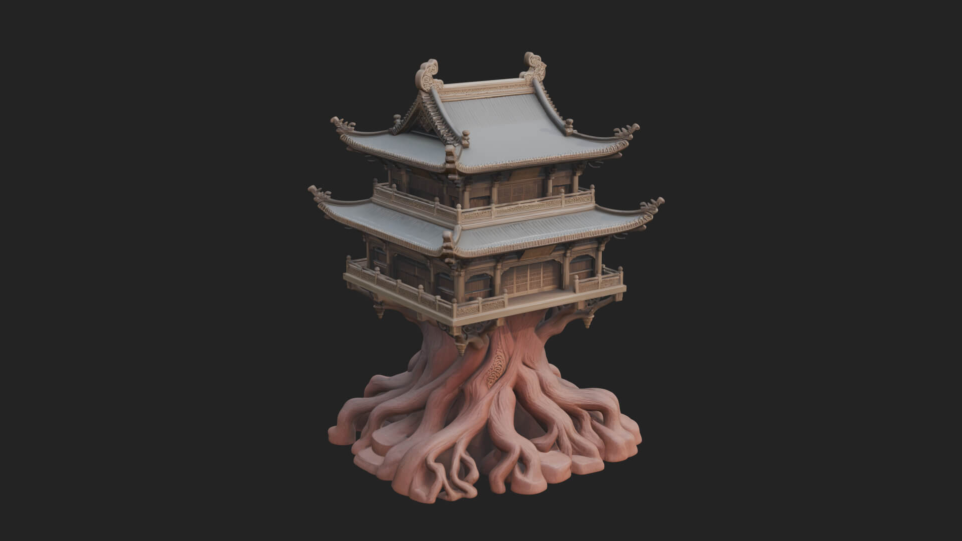 Root Base Pagoda Tower Design 2 3D Print Model 3D Model