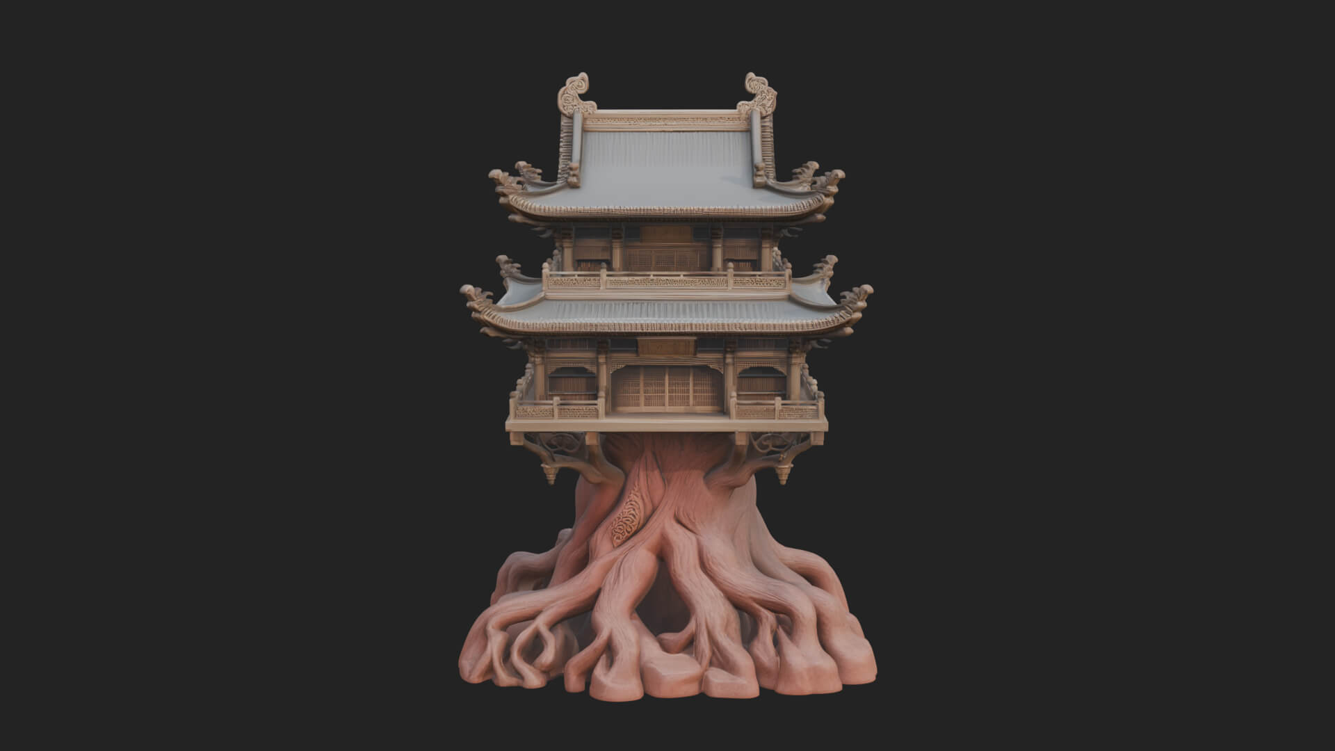 Root Base Pagoda Tower Design 2 3D Print Model 3D Model