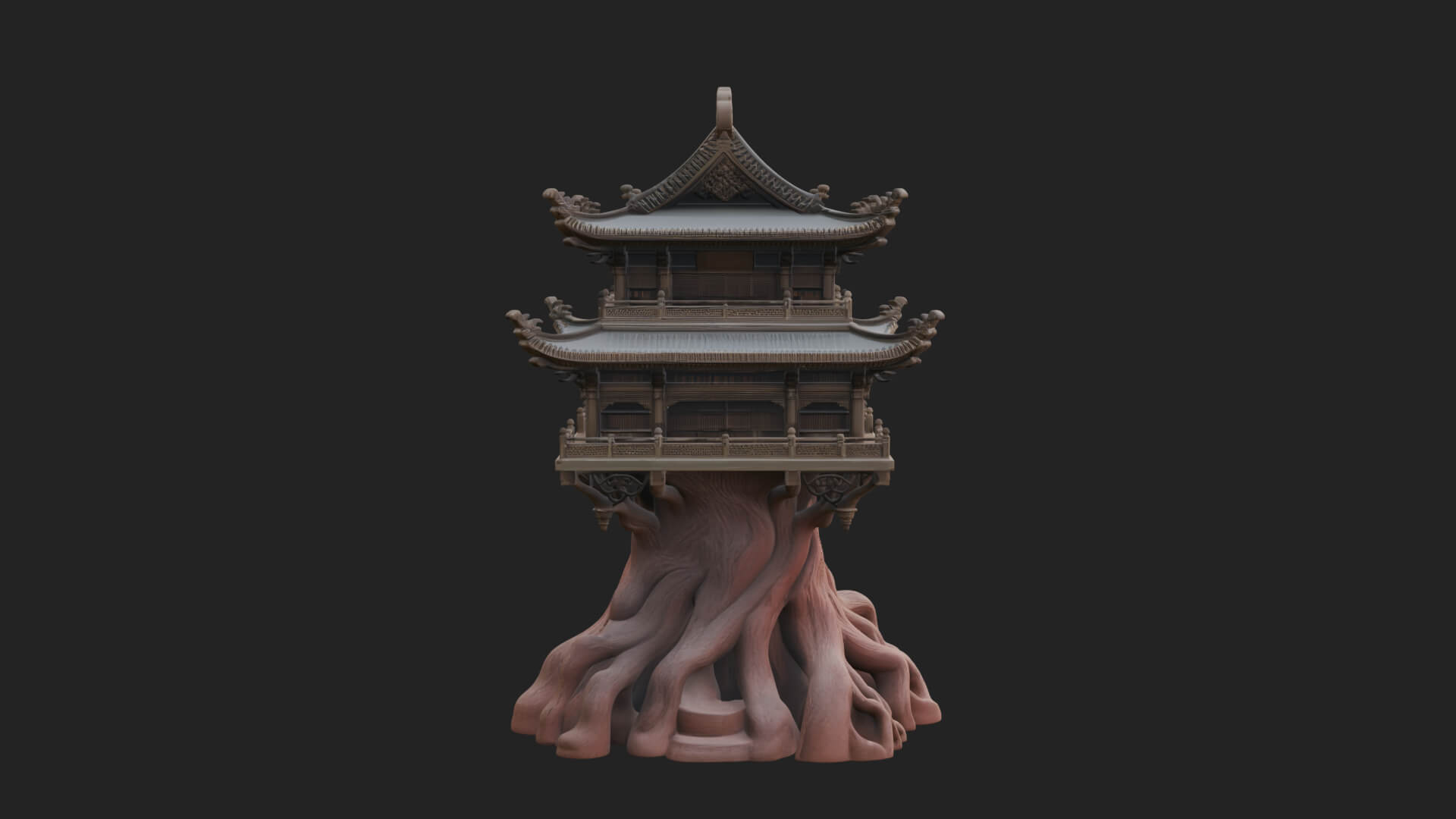Root Base Pagoda Tower Design 2 3D Print Model 3D Model