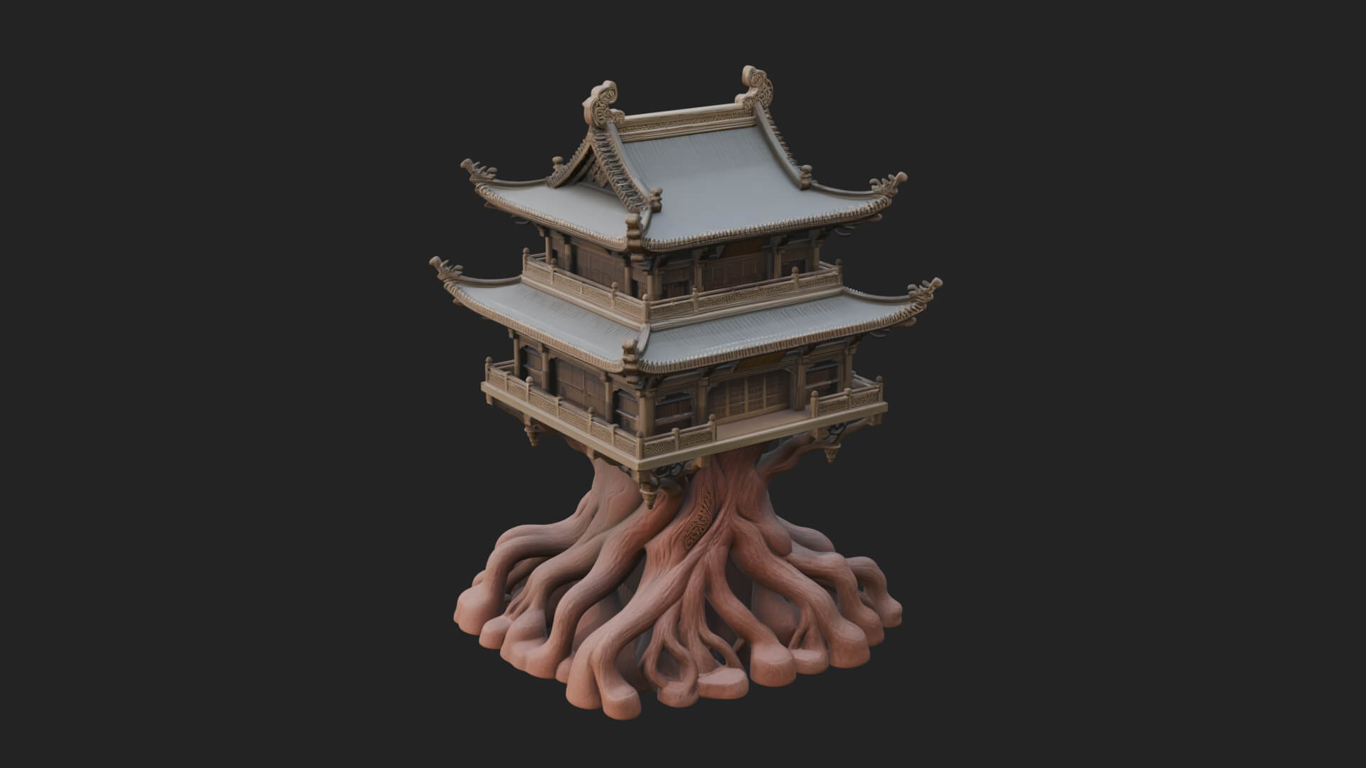 Root Base Pagoda Tower Design 2 3D Print Model 3D Model