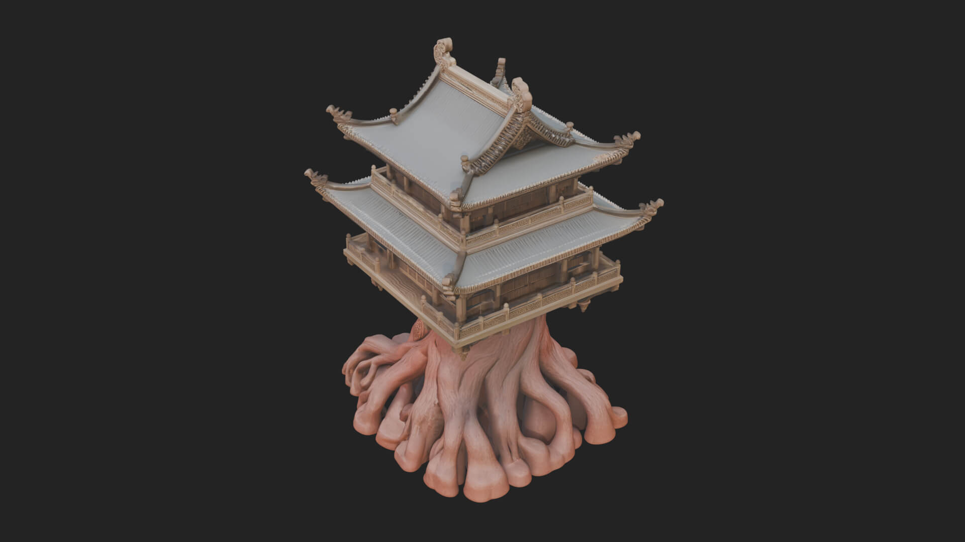 Root Base Pagoda Tower Design 2 3D Print Model 3D Model