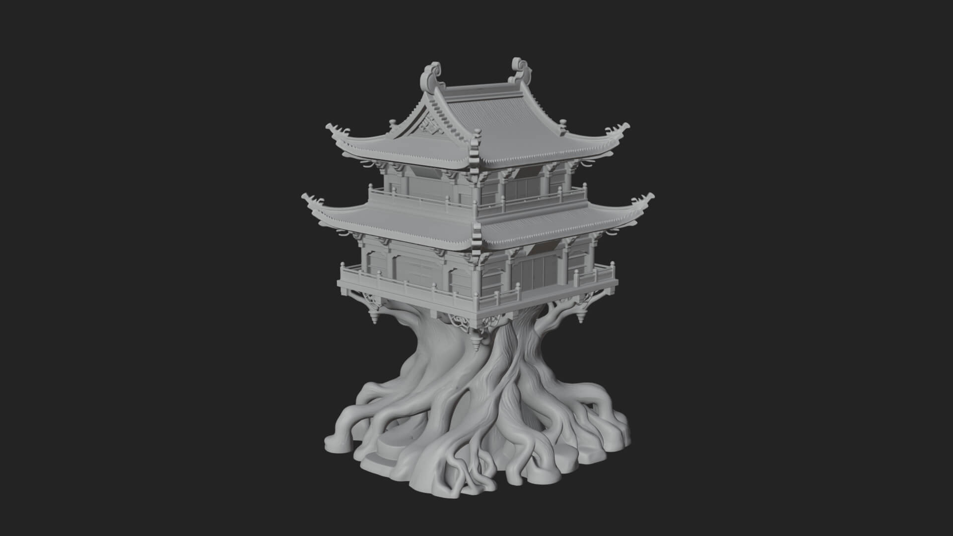 Root Base Pagoda Tower Design 2 3D Print Model 3D Model