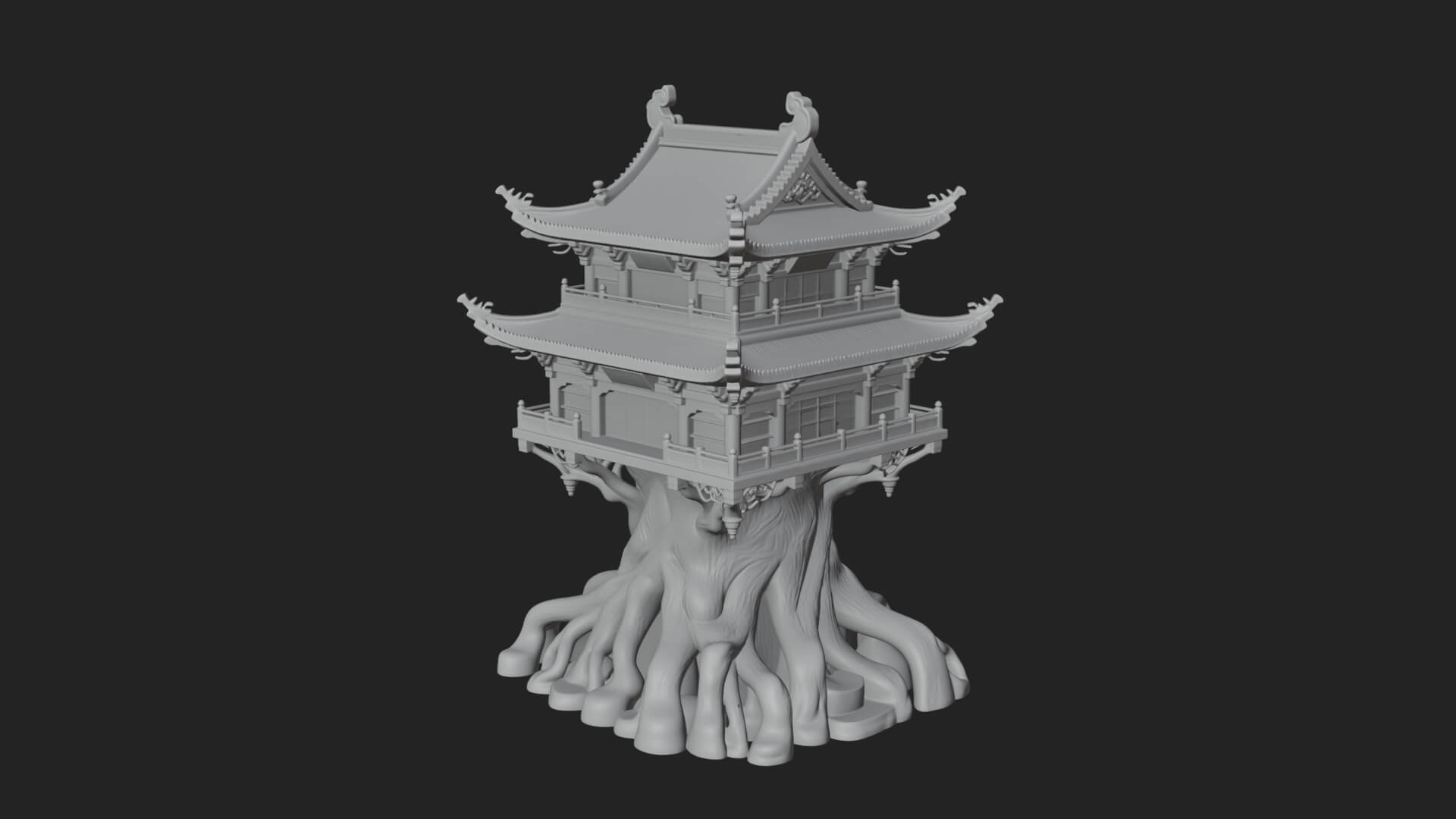 Root Base Pagoda Tower Design 2 3D Print Model 3D Model