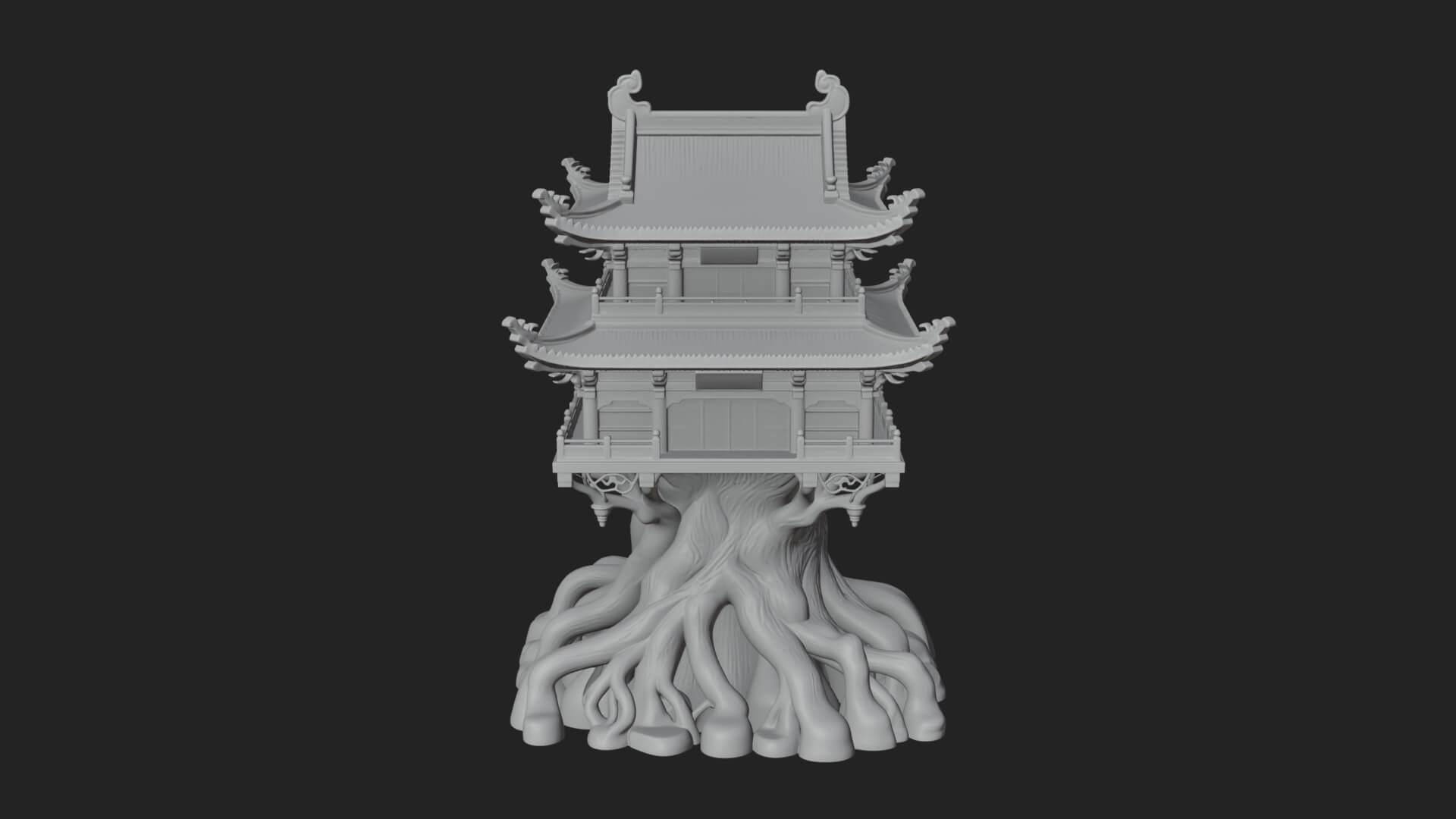 Root Base Pagoda Tower Design 2 3D Print Model 3D Model