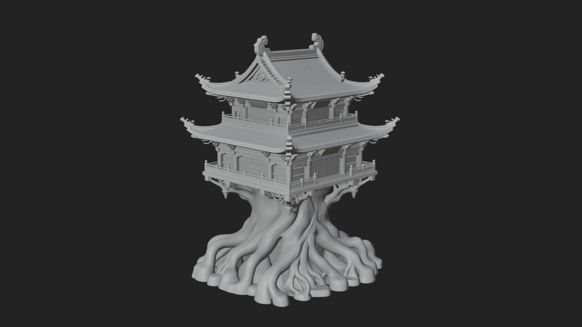 Root Base Pagoda Tower Design 2 3D Print Model 3D Model