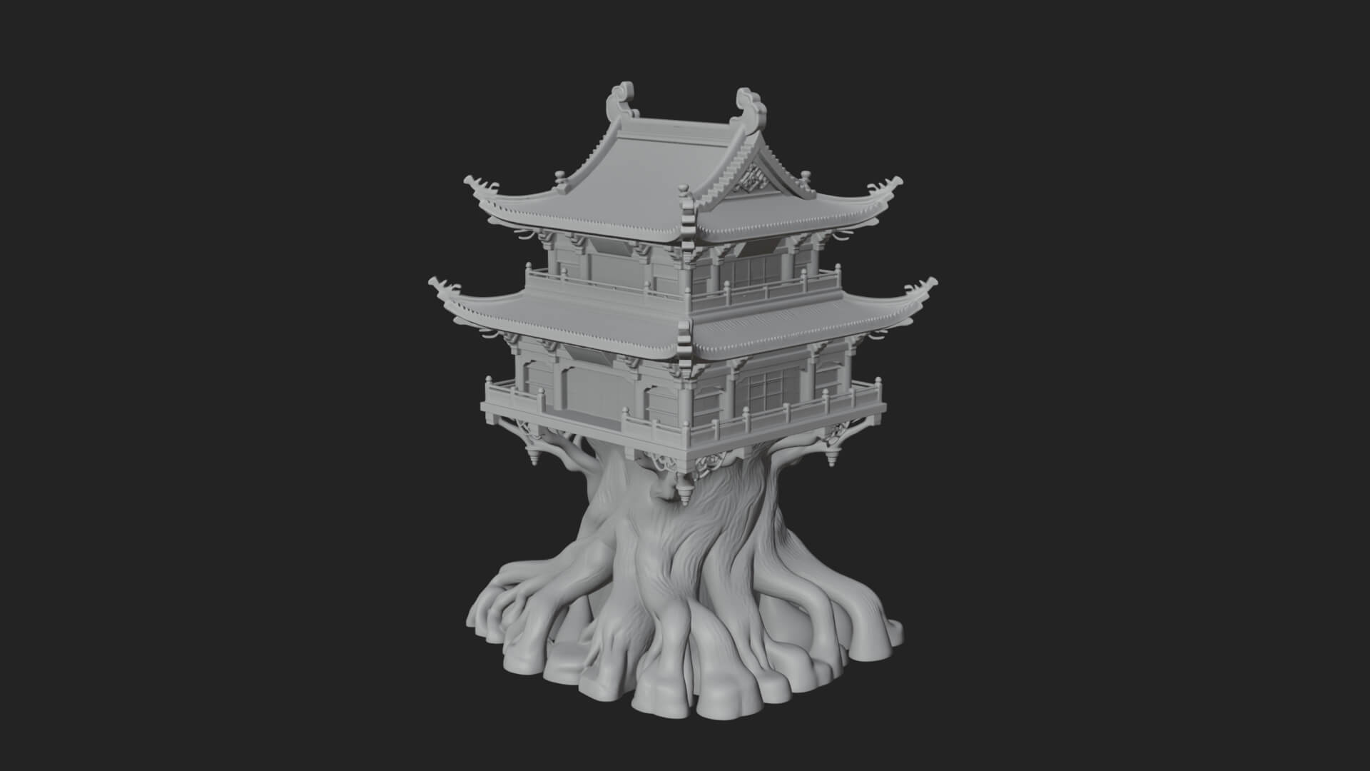 Root Base Pagoda Tower Design 2 3D Print Model 3D Model