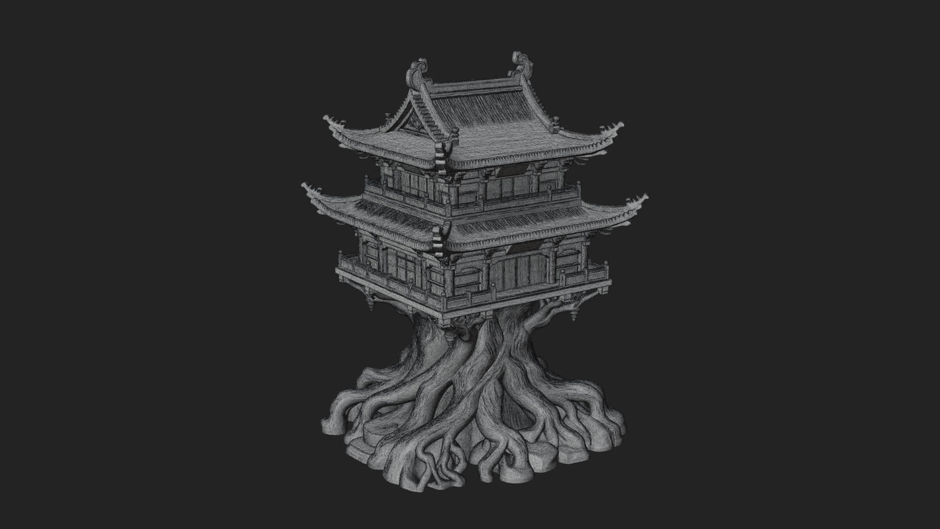 Root Base Pagoda Tower Design 2 3D Print Model 3D Model