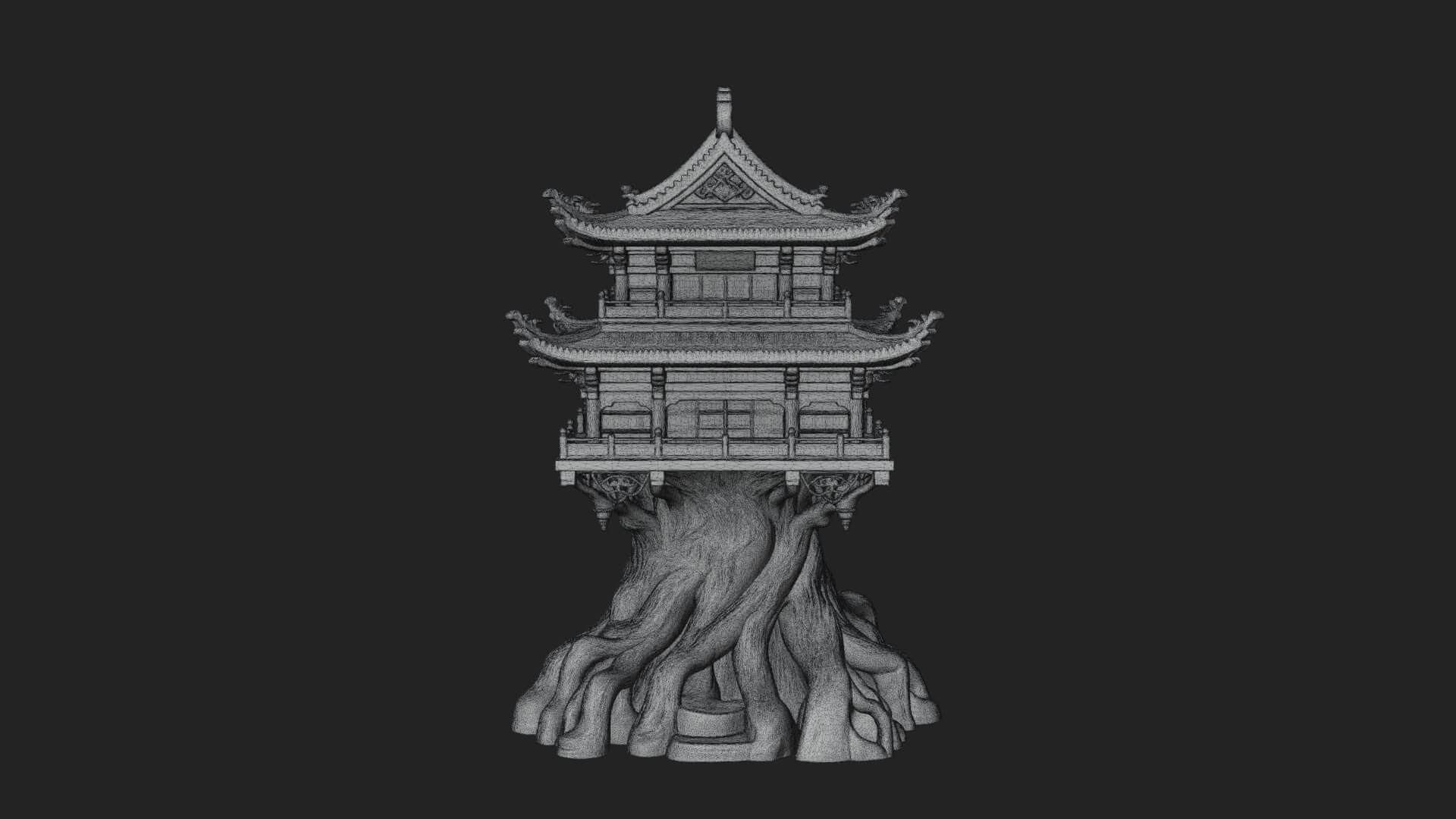 Root Base Pagoda Tower Design 2 3D Print Model 3D Model