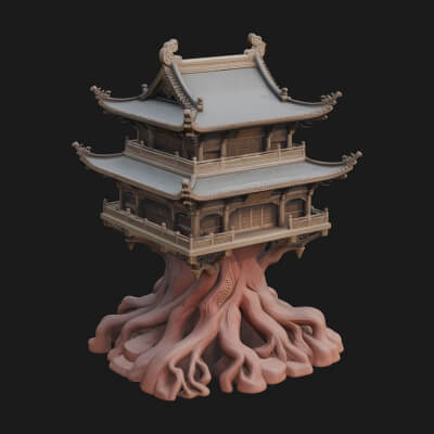 Root Base Pagoda Tower Design 2 3D Print Model