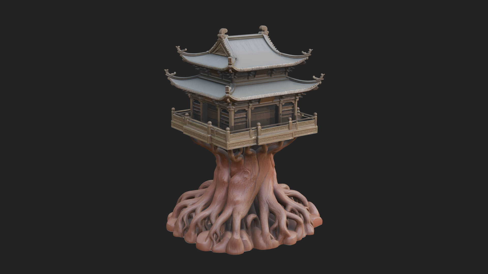 Root Base Pagoda Tower Design 3 3D Print Model 3D Model
