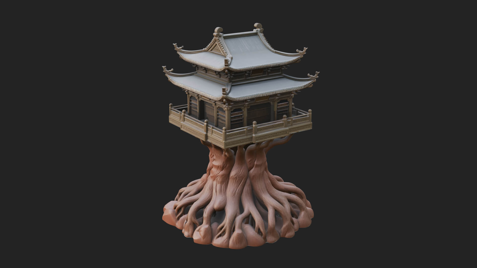 Root Base Pagoda Tower Design 3 3D Print Model 3D Model