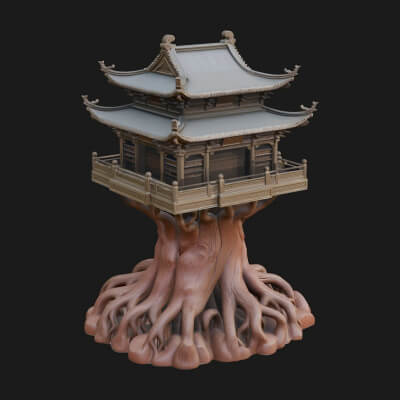 Root Base Pagoda Tower Design 3 3D Print Model