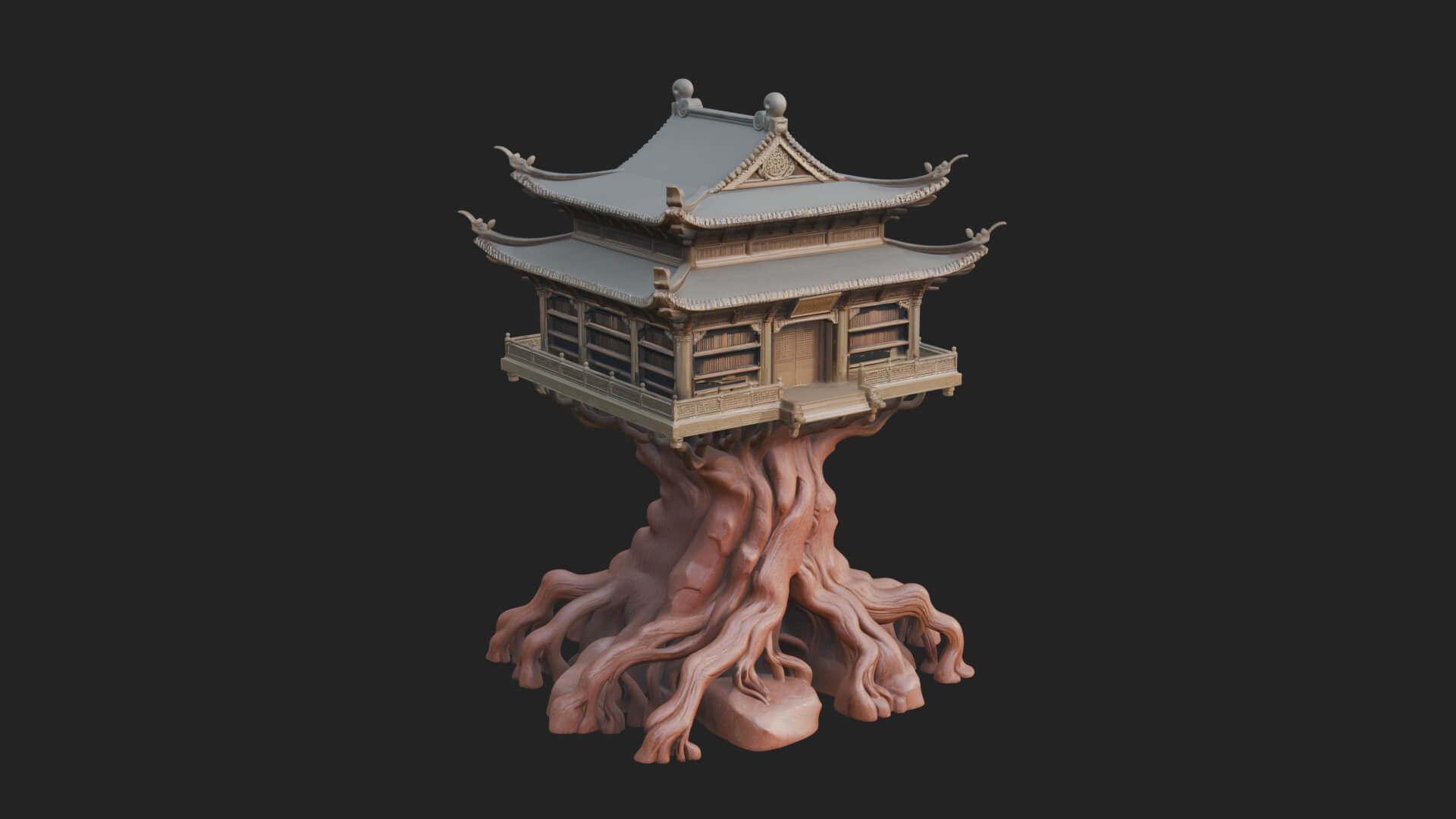 Root Base Pagoda Tower Design 4 3D Print Model 3D Model