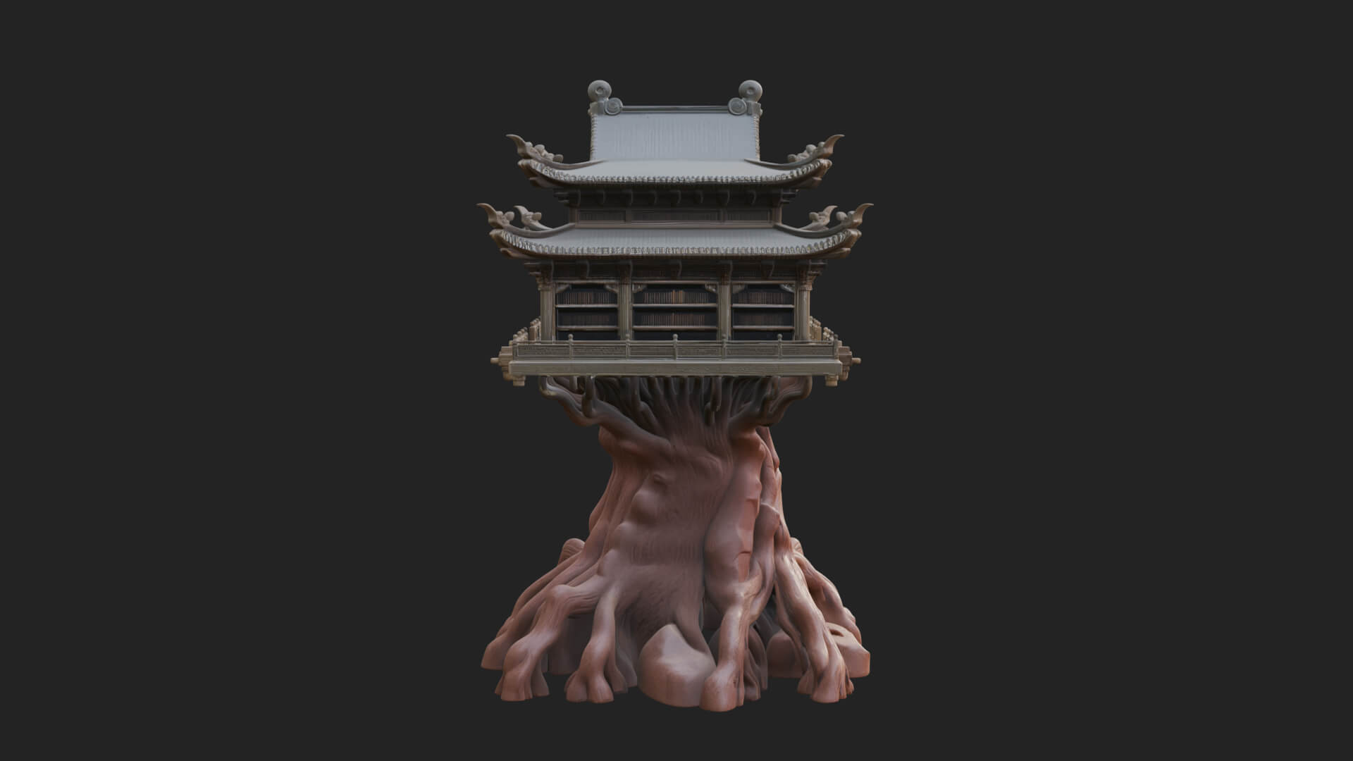 Root Base Pagoda Tower Design 4 3D Print Model 3D Model