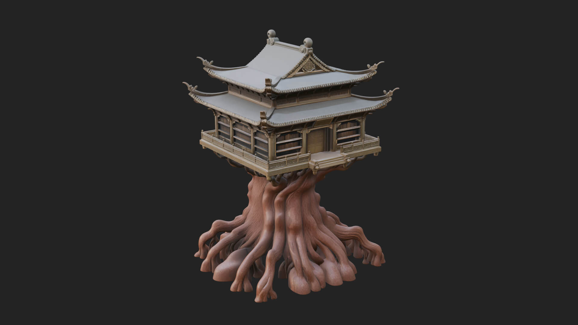 Root Base Pagoda Tower Design 4 3D Print Model 3D Model
