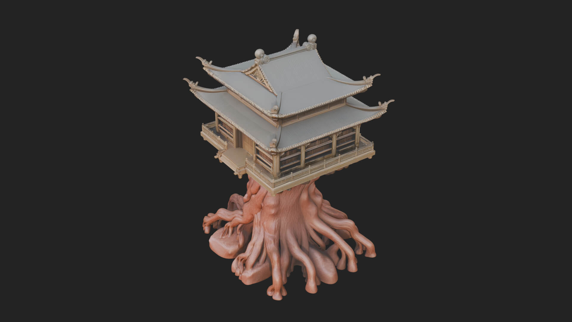 Root Base Pagoda Tower Design 4 3D Print Model 3D Model