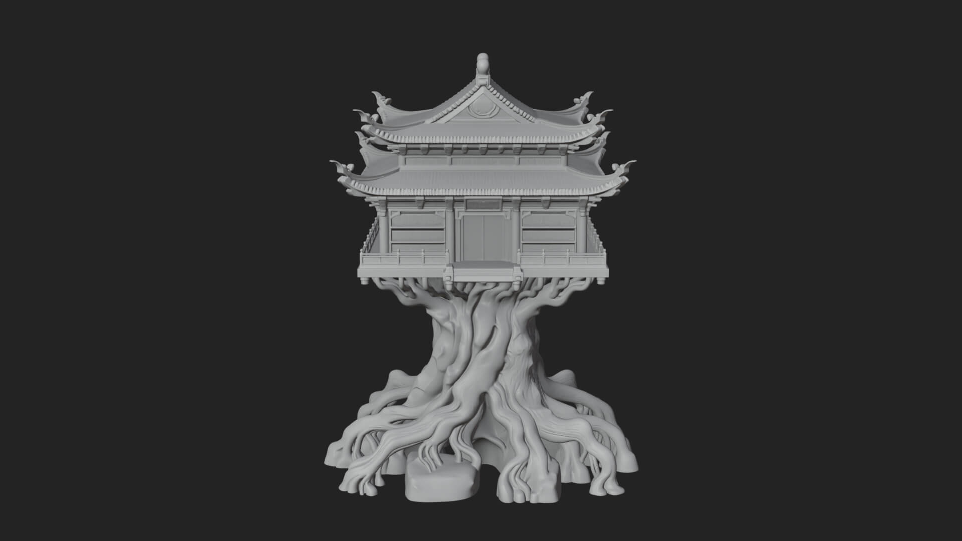 Root Base Pagoda Tower Design 4 3D Print Model 3D Model