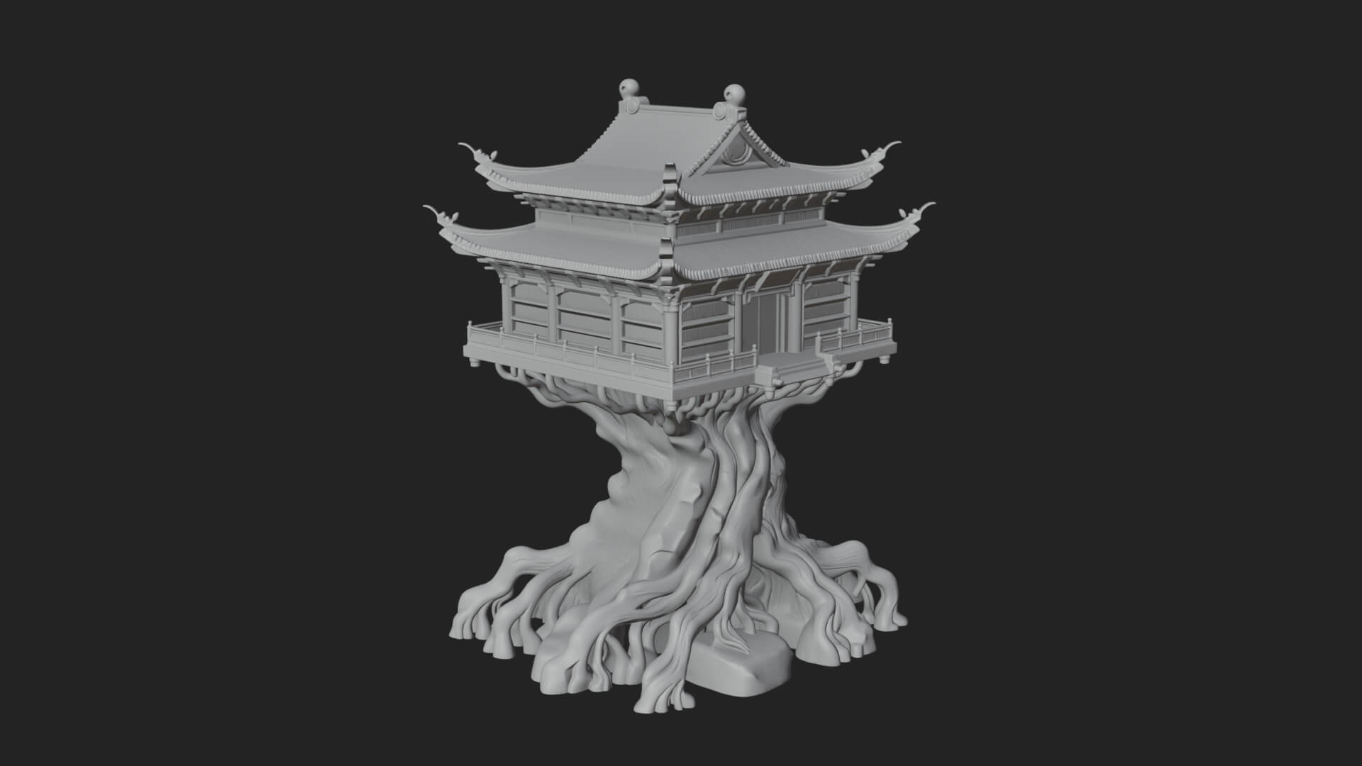 Root Base Pagoda Tower Design 4 3D Print Model 3D Model