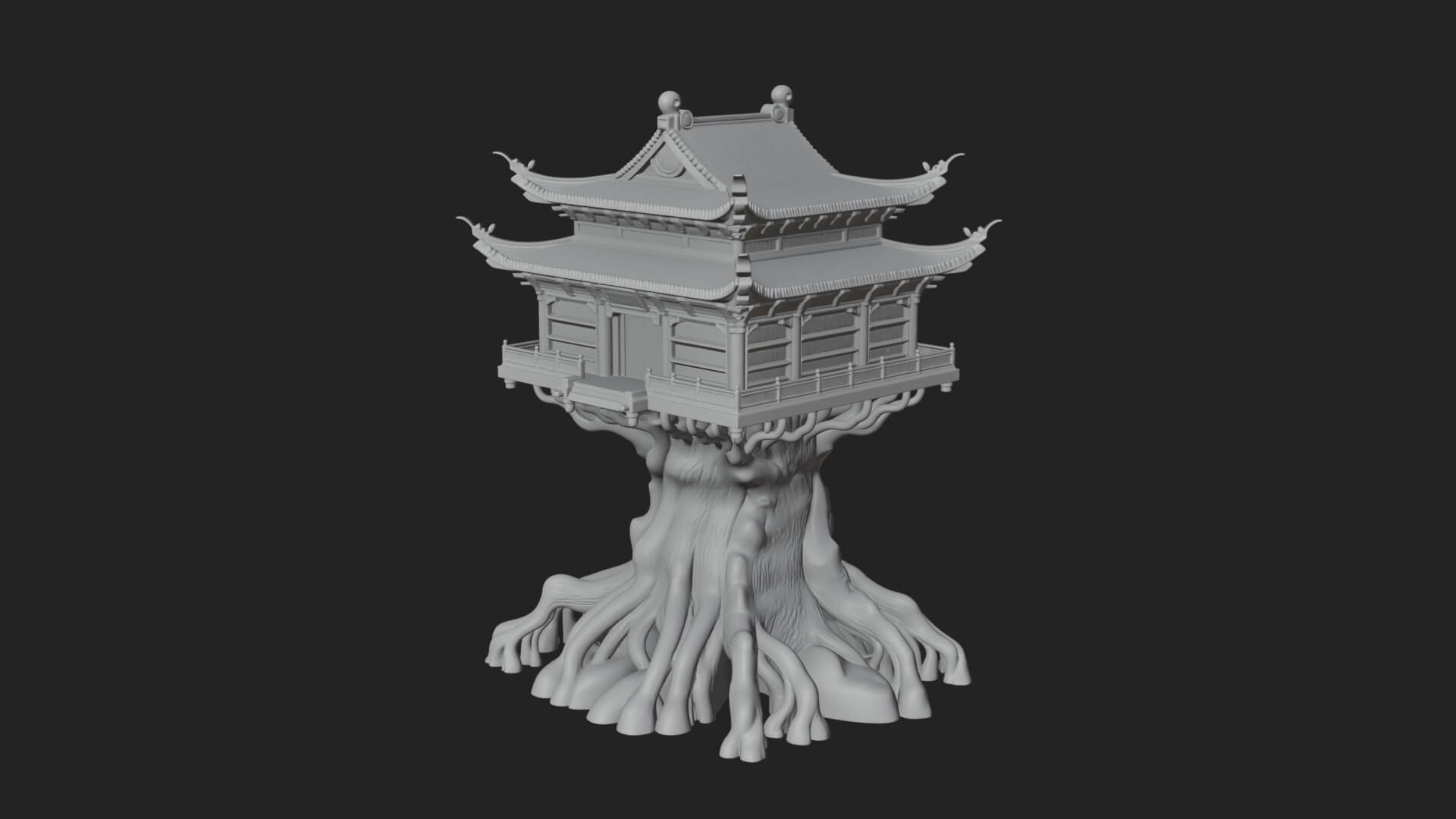Root Base Pagoda Tower Design 4 3D Print Model 3D Model