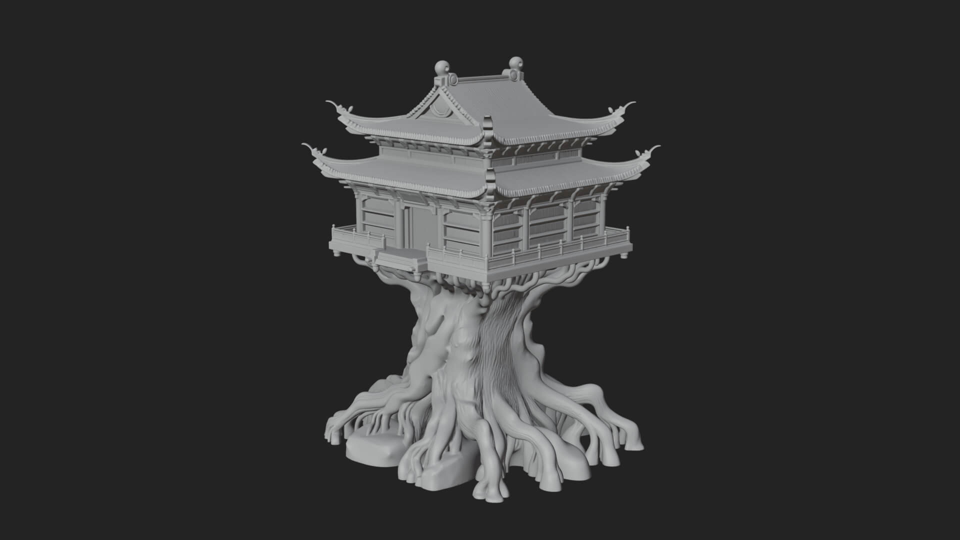 Root Base Pagoda Tower Design 4 3D Print Model 3D Model