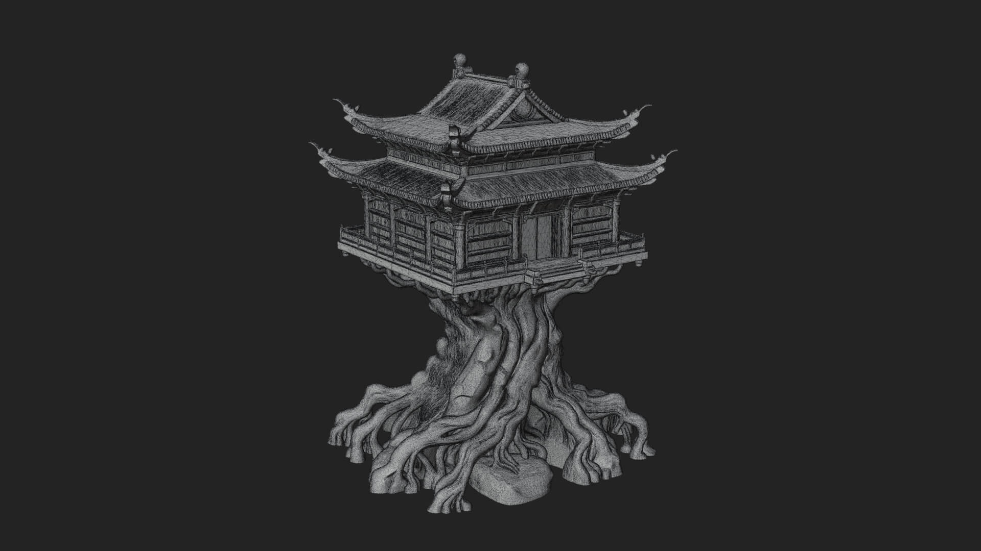 Root Base Pagoda Tower Design 4 3D Print Model 3D Model