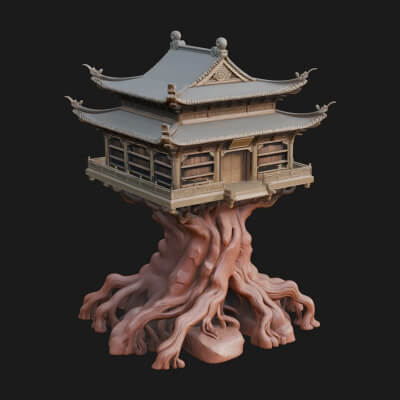 Root Base Pagoda Tower Design 4 3D Print Model