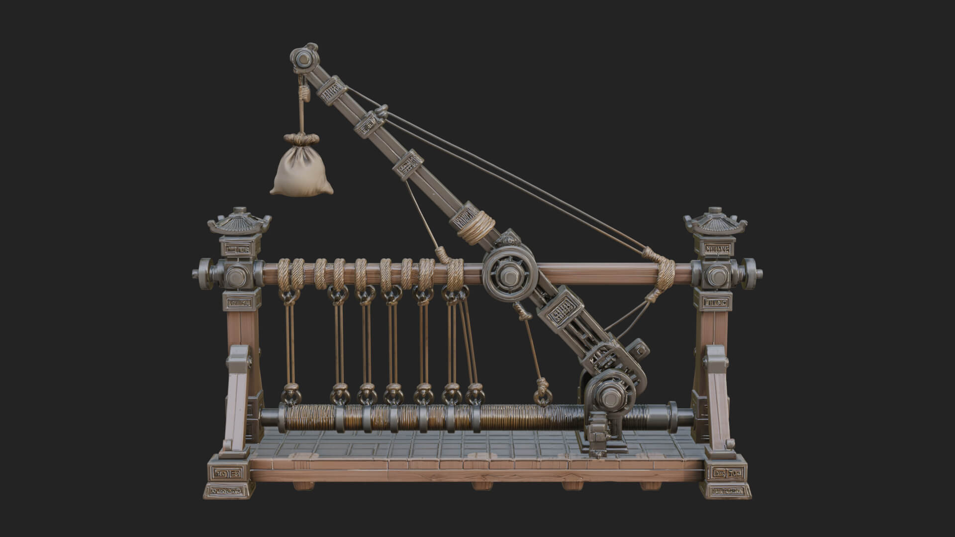Rope Bundle Trebuchet Model Design 1 3D Print Model 3D Model