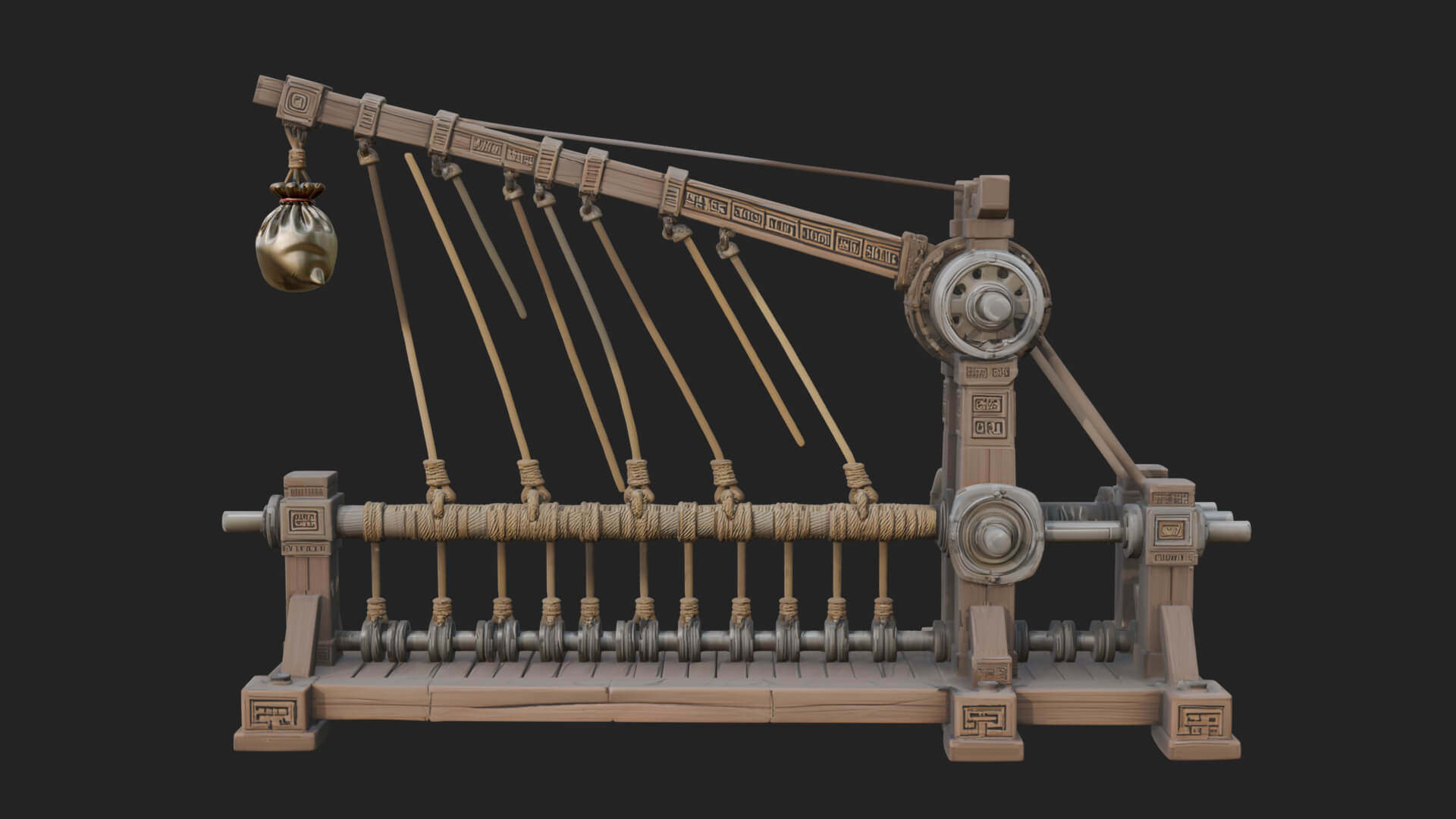 Rope Bundle Trebuchet Model Design 2 3D Print Model 3D Model