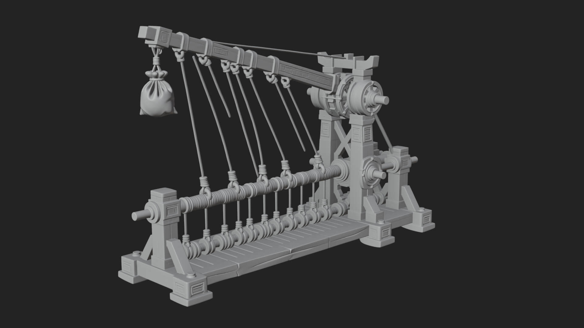 Rope Bundle Trebuchet Model Design 2 3D Print Model 3D Model