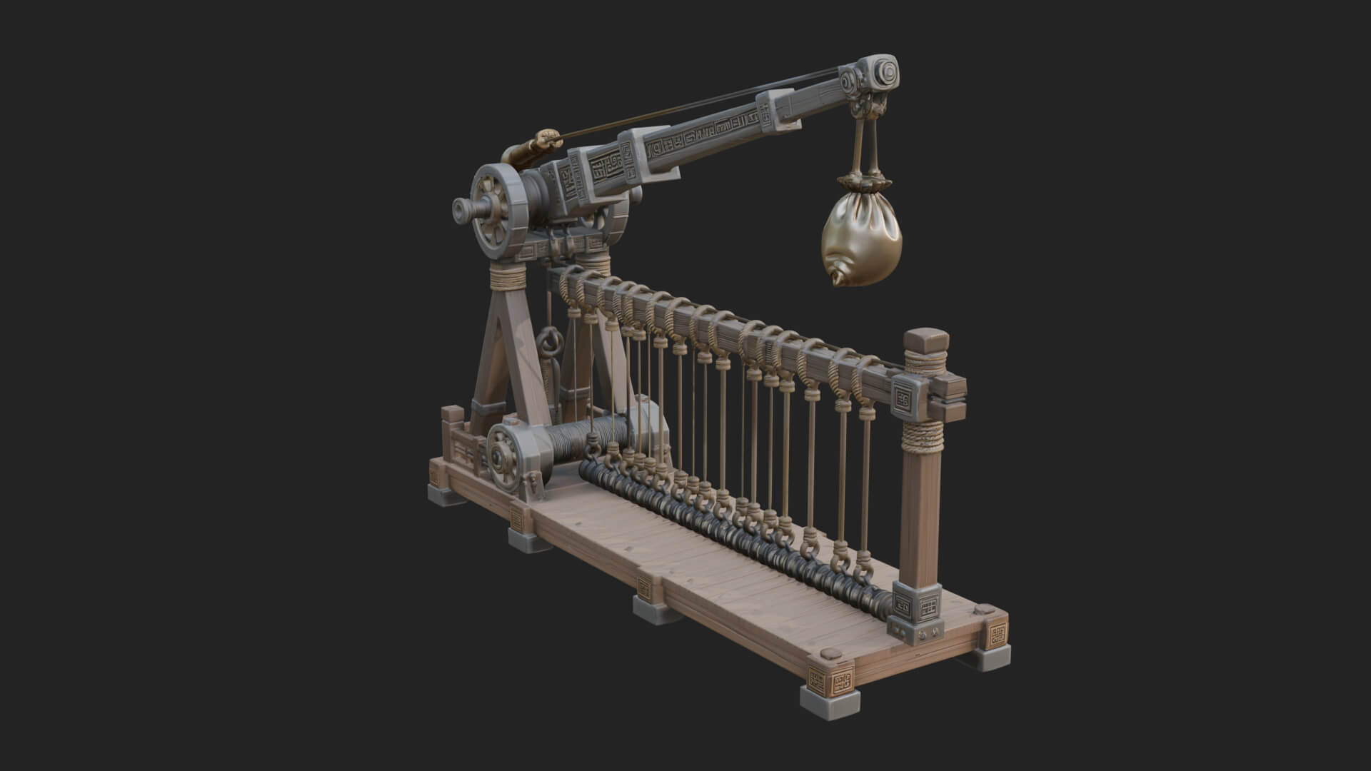 Rope Bundle Trebuchet Model Design 4 3D Print Model 3D Model