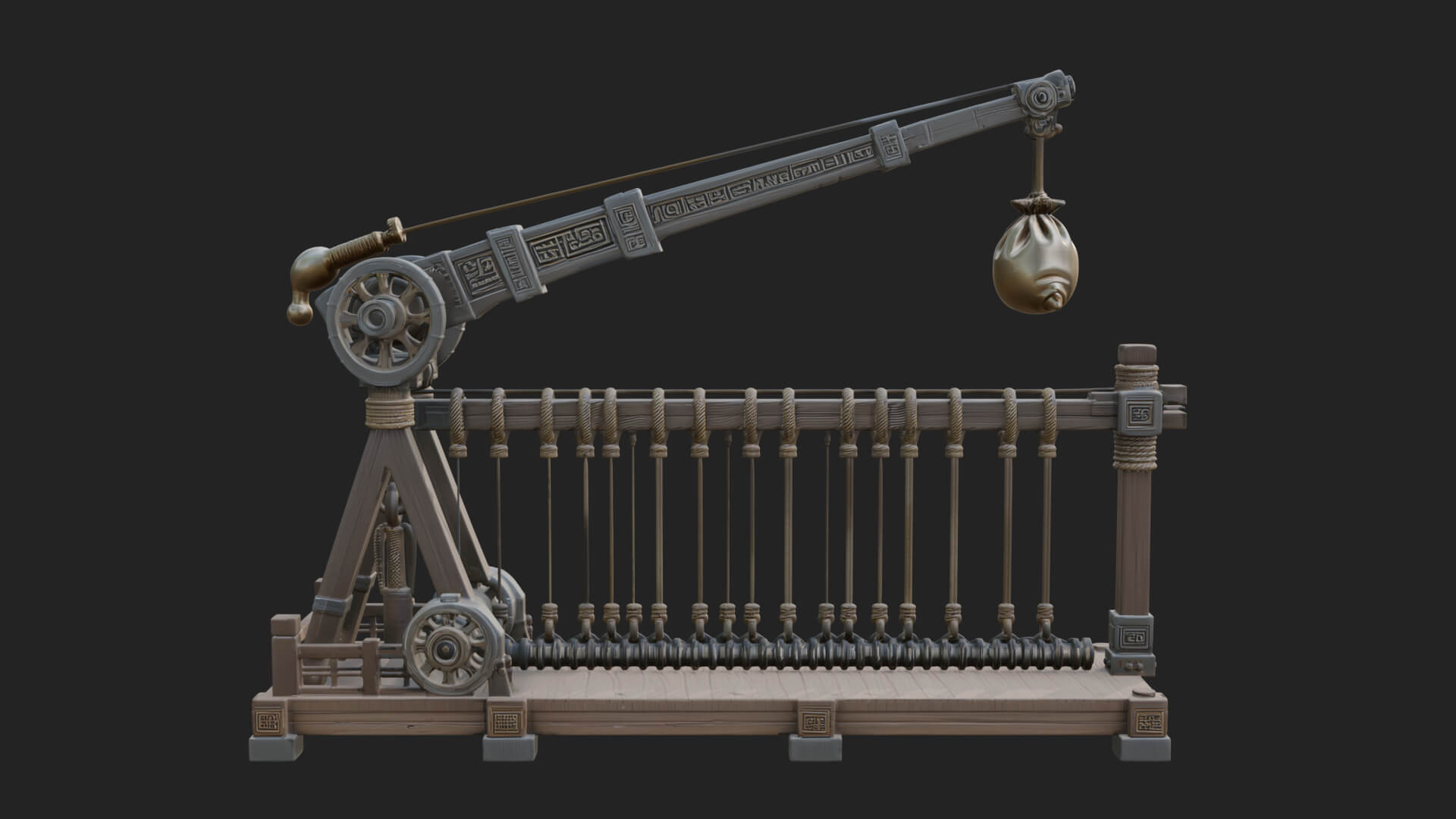 Rope Bundle Trebuchet Model Design 4 3D Print Model 3D Model