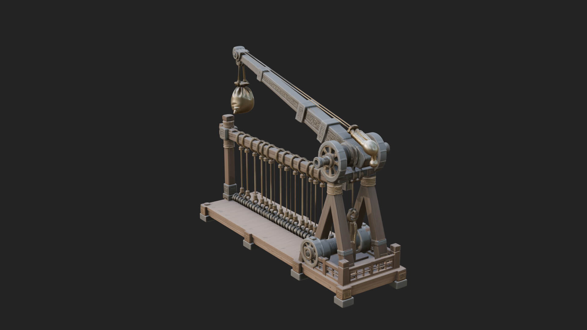 Rope Bundle Trebuchet Model Design 4 3D Print Model 3D Model